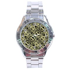 Linear Geometric Print Pattern Mosaic 2 Stainless Steel Analogue Watch by dflcprintsclothing