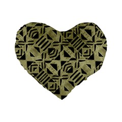 Linear Geometric Print Pattern Mosaic 2 Standard 16  Premium Heart Shape Cushions by dflcprintsclothing