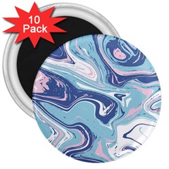 Blue Vivid Marble Pattern 3  Magnets (10 Pack)  by goljakoff