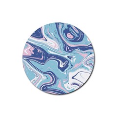 Blue Vivid Marble Pattern Rubber Coaster (round)  by goljakoff