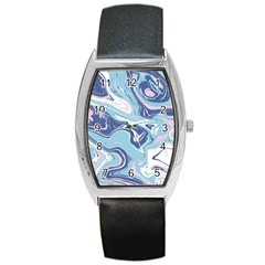 Blue Vivid Marble Pattern Barrel Style Metal Watch by goljakoff