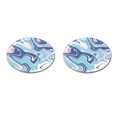 Blue Vivid Marble Pattern Cufflinks (oval) by goljakoff