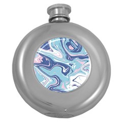 Blue Vivid Marble Pattern Round Hip Flask (5 Oz) by goljakoff