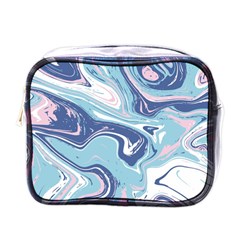 Blue Vivid Marble Pattern Mini Toiletries Bag (one Side) by goljakoff