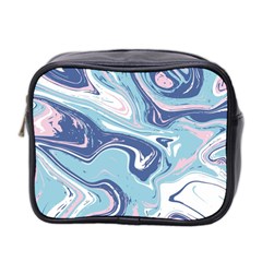 Blue Vivid Marble Pattern Mini Toiletries Bag (two Sides) by goljakoff