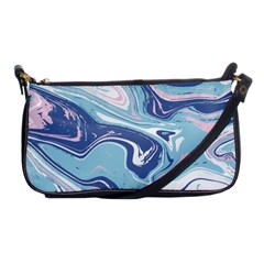 Blue Vivid Marble Pattern Shoulder Clutch Bag by goljakoff