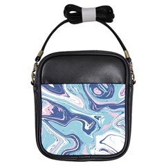 Blue Vivid Marble Pattern Girls Sling Bag by goljakoff