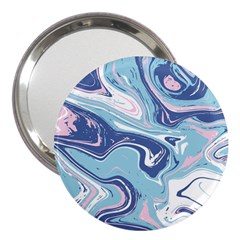 Blue Vivid Marble Pattern 3  Handbag Mirrors by goljakoff