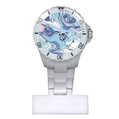 Blue Vivid Marble Pattern Plastic Nurses Watch by goljakoff