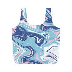 Blue Vivid Marble Pattern Full Print Recycle Bag (m) by goljakoff