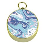 Blue Vivid Marble Pattern Gold Compasses Front