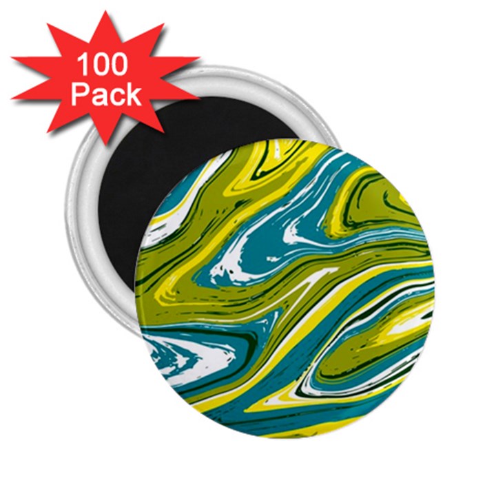 Green Vivid Marble Pattern 2.25  Magnets (100 pack) 