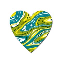 Green Vivid Marble Pattern Heart Magnet by goljakoff