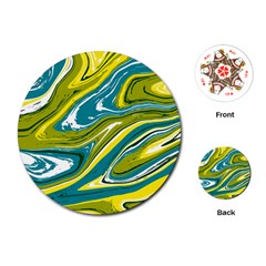 Green Vivid Marble Pattern Playing Cards Single Design (round) by goljakoff