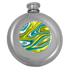 Green Vivid Marble Pattern Round Hip Flask (5 Oz) by goljakoff