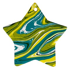 Green Vivid Marble Pattern Star Ornament (two Sides) by goljakoff