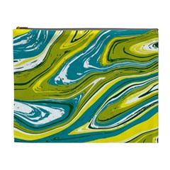 Green Vivid Marble Pattern Cosmetic Bag (xl) by goljakoff