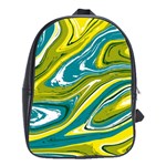 Green Vivid Marble Pattern School Bag (Large) Front