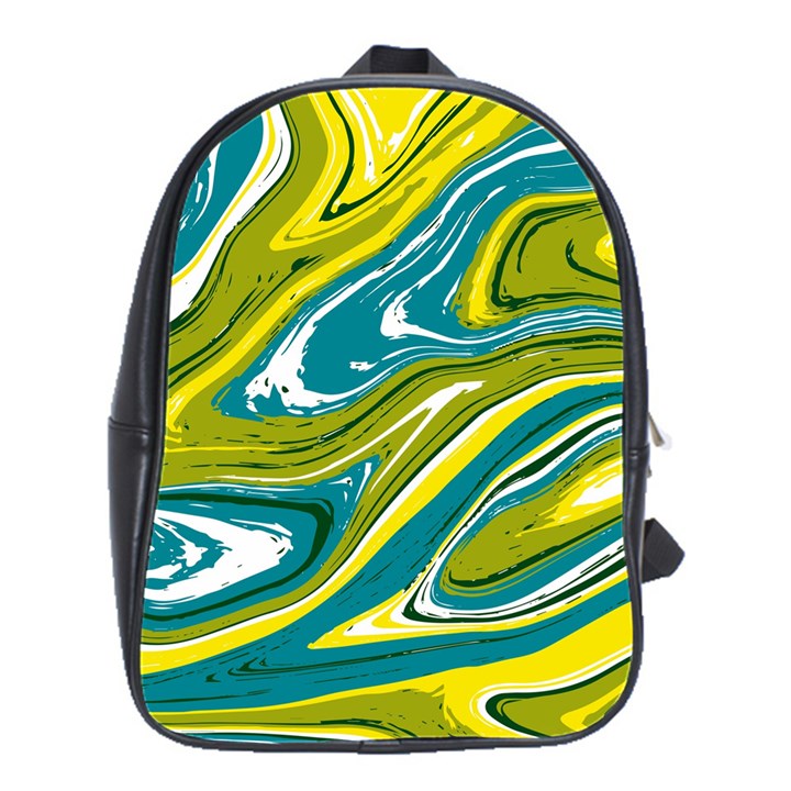 Green Vivid Marble Pattern School Bag (Large)