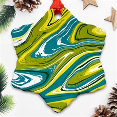 Green Vivid Marble Pattern Ornament (snowflake) by goljakoff