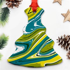 Green Vivid Marble Pattern Christmas Tree Ornament (two Sides) by goljakoff