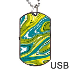 Green Vivid Marble Pattern Dog Tag Usb Flash (one Side) by goljakoff