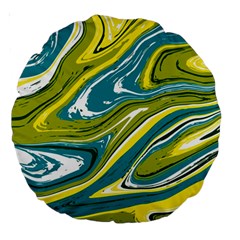 Green Vivid Marble Pattern Large 18  Premium Round Cushions by goljakoff