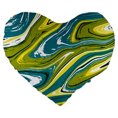 Green Vivid Marble Pattern Large 19  Premium Heart Shape Cushions by goljakoff