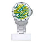 Green Vivid Marble Pattern Plastic Nurses Watch Front