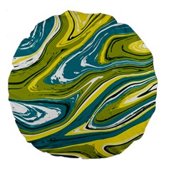 Green Vivid Marble Pattern Large 18  Premium Flano Round Cushions by goljakoff