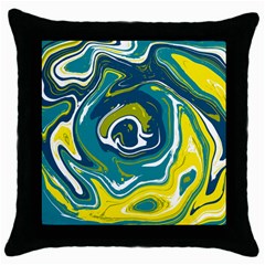 Green Vivid Marble Pattern 14 Throw Pillow Case (black) by goljakoff