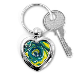 Green Vivid Marble Pattern 14 Key Chain (heart) by goljakoff