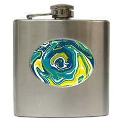 Green Vivid Marble Pattern 14 Hip Flask (6 Oz) by goljakoff