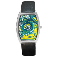 Green Vivid Marble Pattern 14 Barrel Style Metal Watch by goljakoff