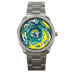 Green Vivid Marble Pattern 14 Sport Metal Watch by goljakoff