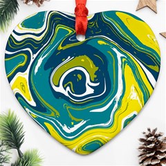 Green Vivid Marble Pattern 14 Heart Ornament (two Sides) by goljakoff