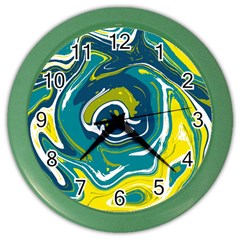 Green Vivid Marble Pattern 14 Color Wall Clock by goljakoff