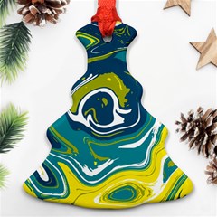 Green Vivid Marble Pattern 14 Christmas Tree Ornament (two Sides) by goljakoff