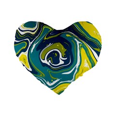 Green Vivid Marble Pattern 14 Standard 16  Premium Heart Shape Cushions by goljakoff