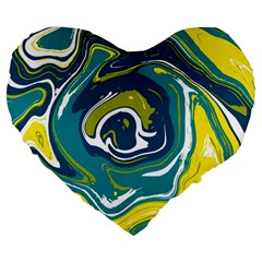 Green Vivid Marble Pattern 14 Large 19  Premium Flano Heart Shape Cushions by goljakoff