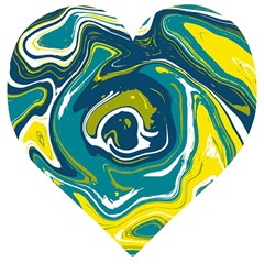 Green Vivid Marble Pattern 14 Wooden Puzzle Heart by goljakoff