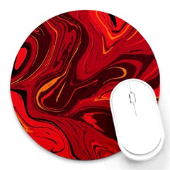 Red Vivid Marble Pattern 15 Round Mousepads by goljakoff