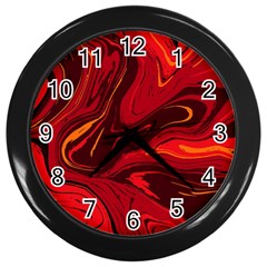 Red Vivid Marble Pattern 15 Wall Clock (black) by goljakoff