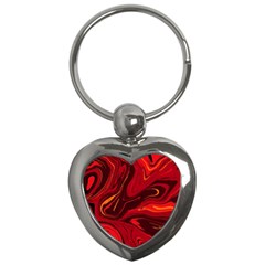 Red Vivid Marble Pattern 15 Key Chain (heart) by goljakoff