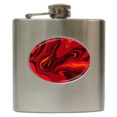 Red Vivid Marble Pattern 15 Hip Flask (6 Oz) by goljakoff