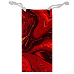 Red Vivid Marble Pattern 15 Jewelry Bag by goljakoff