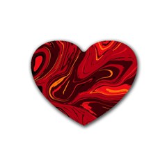 Red Vivid Marble Pattern 15 Heart Coaster (4 Pack)  by goljakoff