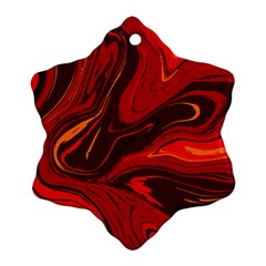 Red Vivid Marble Pattern 15 Snowflake Ornament (two Sides) by goljakoff