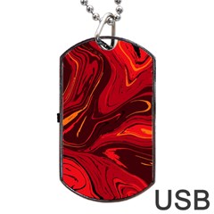 Red Vivid Marble Pattern 15 Dog Tag Usb Flash (two Sides) by goljakoff