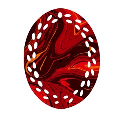 Red Vivid Marble Pattern 15 Ornament (oval Filigree) by goljakoff